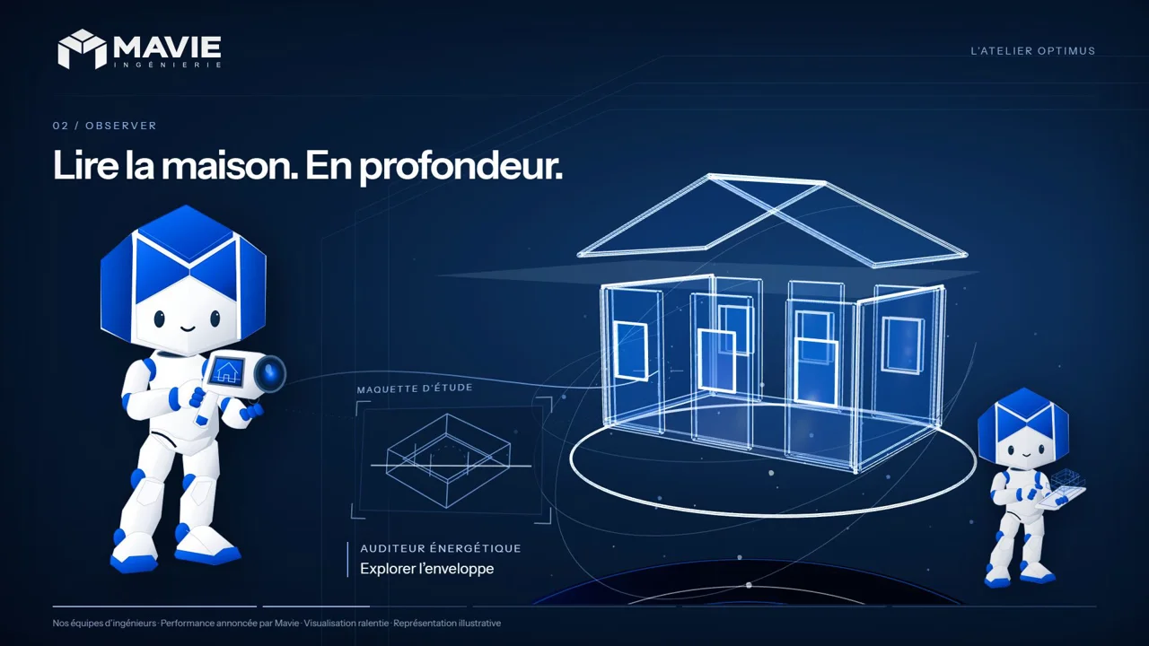 Personas Mavie étudiant une maison holographique dans l’atelier Optimus